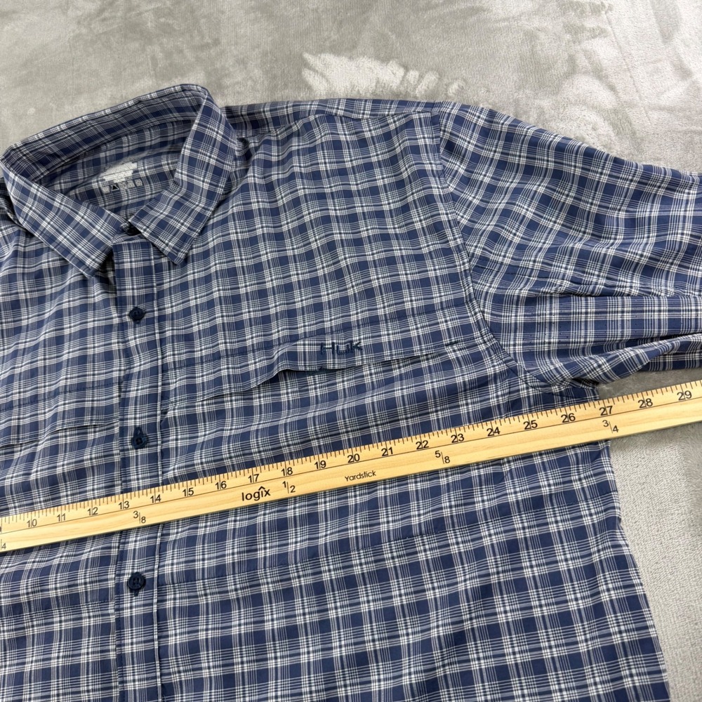 Huk Mens XXL Blue Plaid Performance Fishing Shirt LS Ventilated H1500066 - Picture 3 of 9
